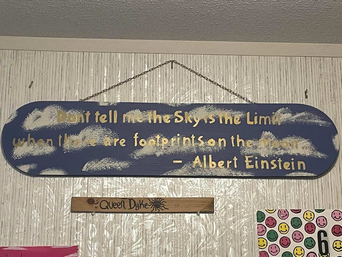 This sign in my girlfriends bedroom (Einstein died in 1955)