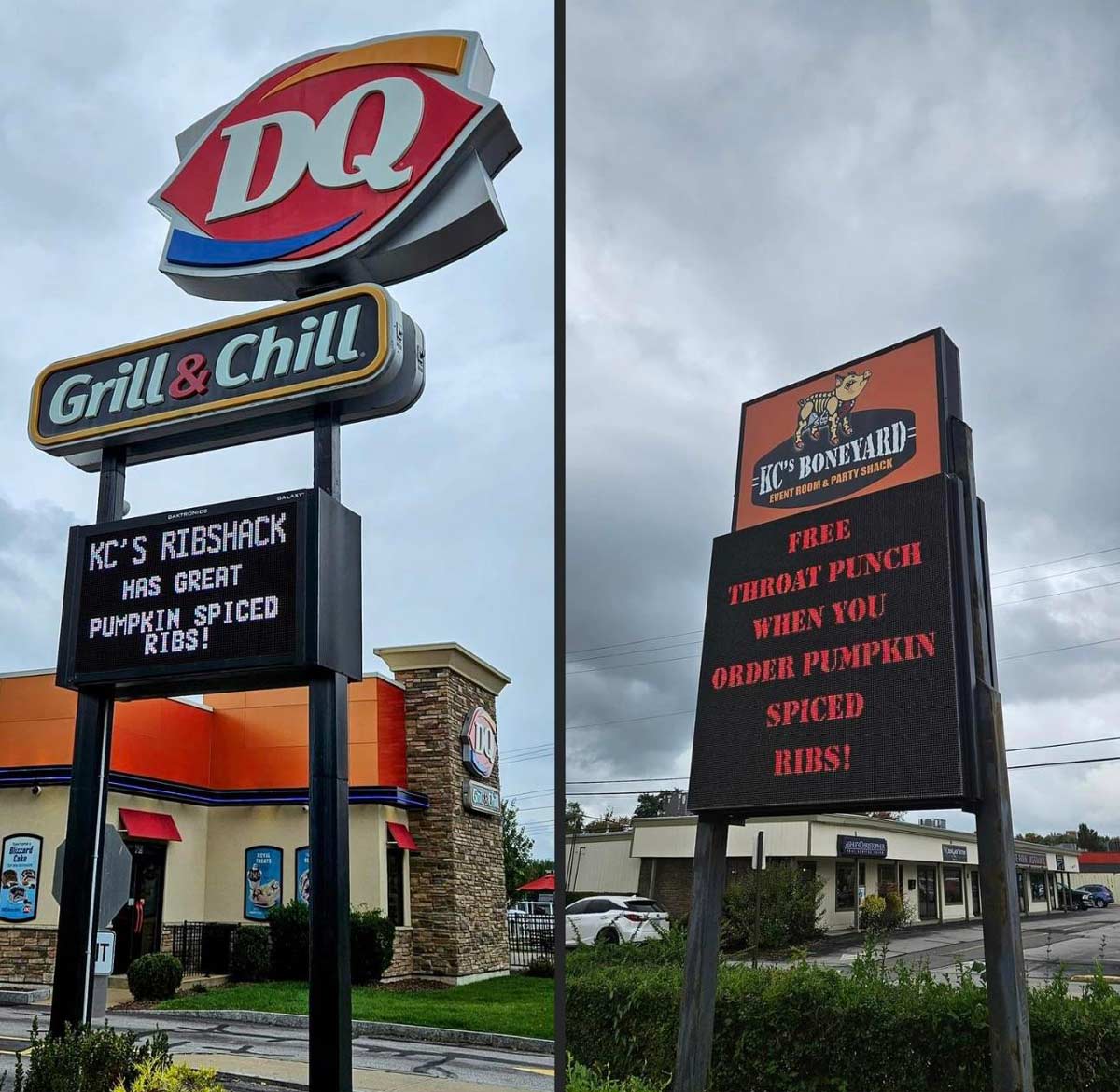Two businesses. Two different senses of humor