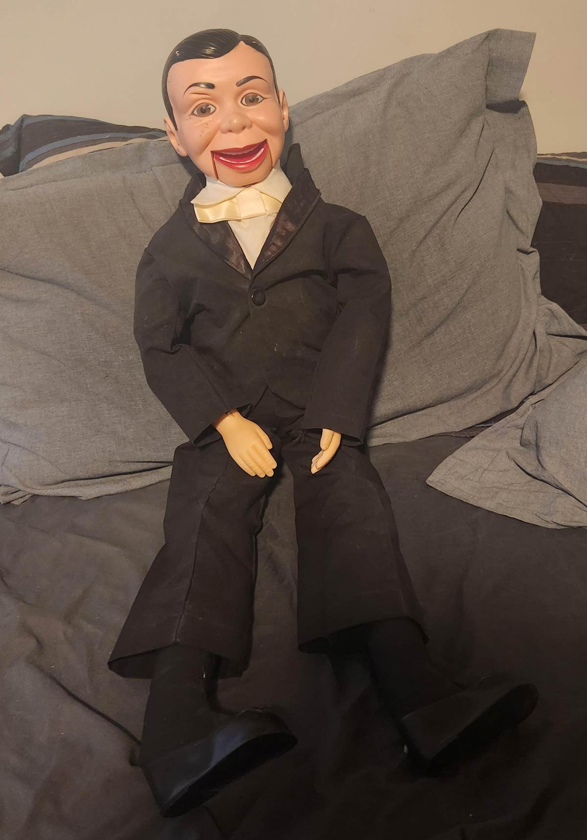 This dummy sat in my grandmother's living room throughout my whole childhood and it always terrified me. Now I have kids, time to pass on the trauma