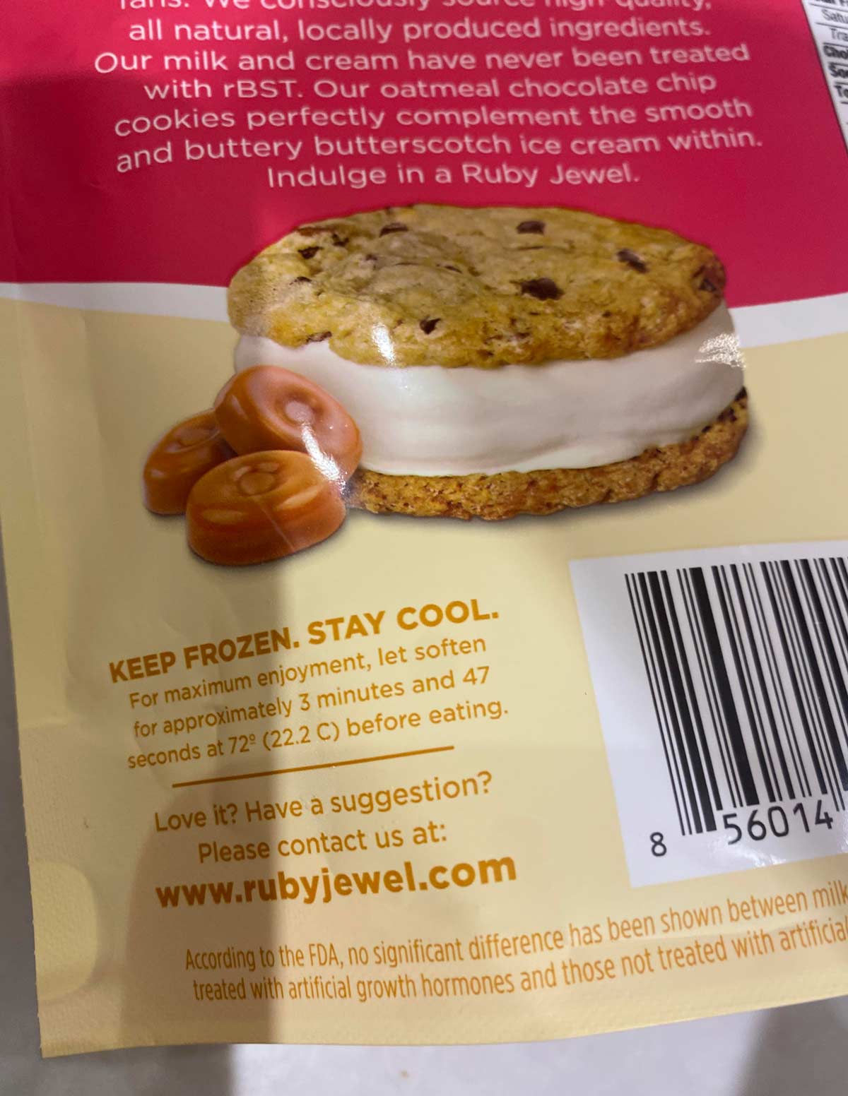 My ice cream sandwich has oddly specific thawing instructions