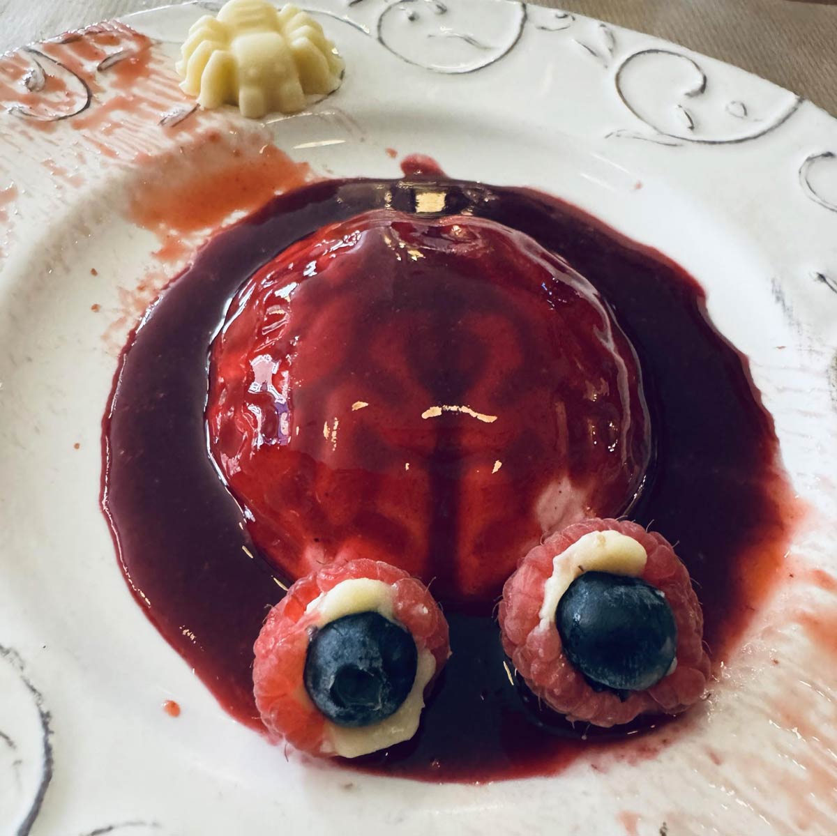 This Halloween themed dessert I was served at lunch
