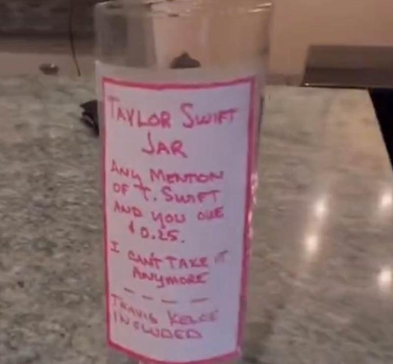 Man creates Taylor Swift swear jar for every time her name is mentioned in his home