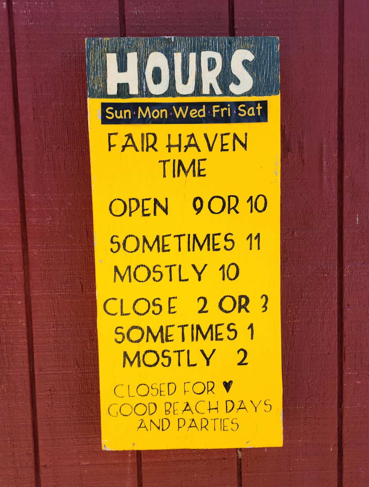 Fair Haven Opening Hours