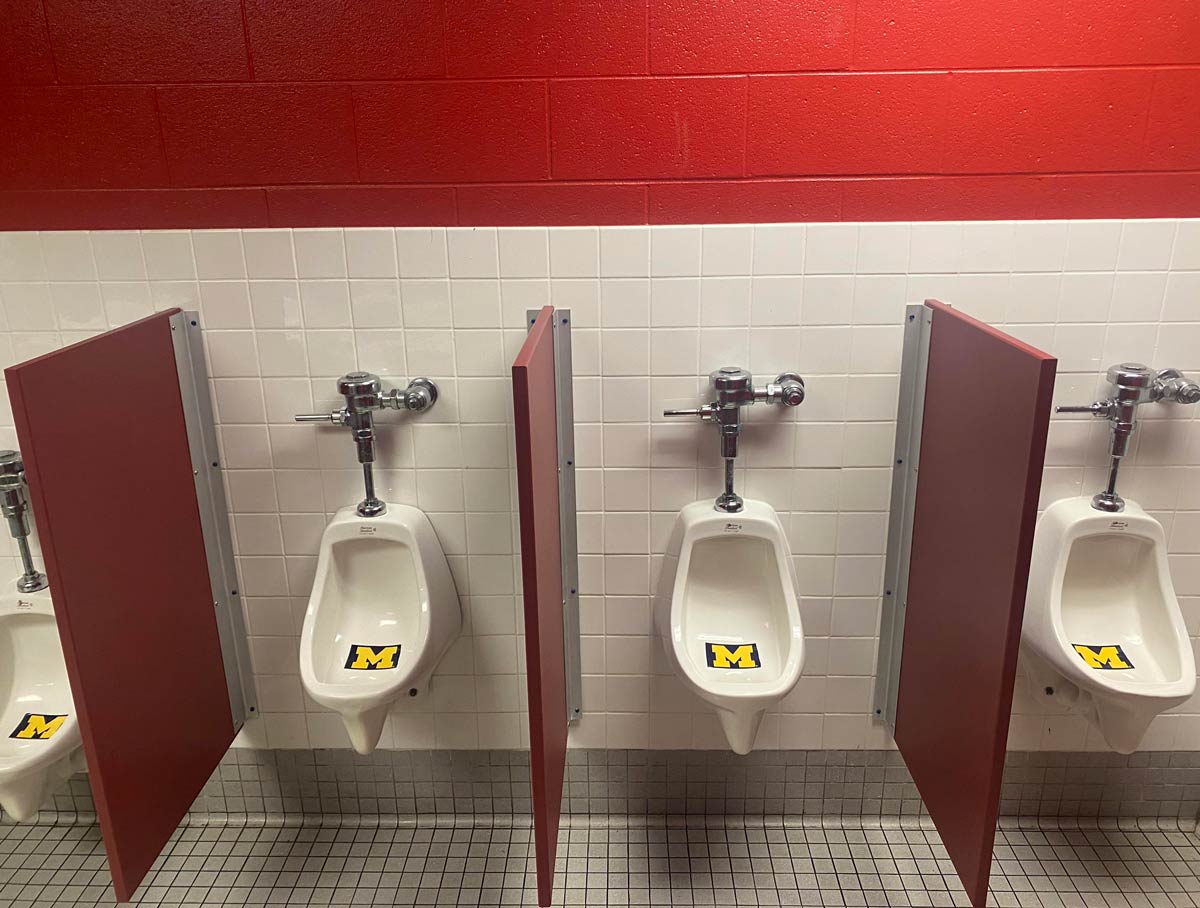 The bathrooms at Ohio State University before the rival game