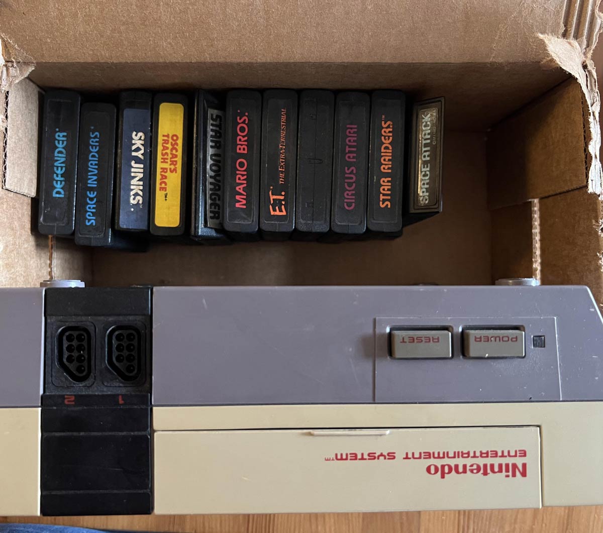 My mom told me she found the Nintendo and all the games. This was the box