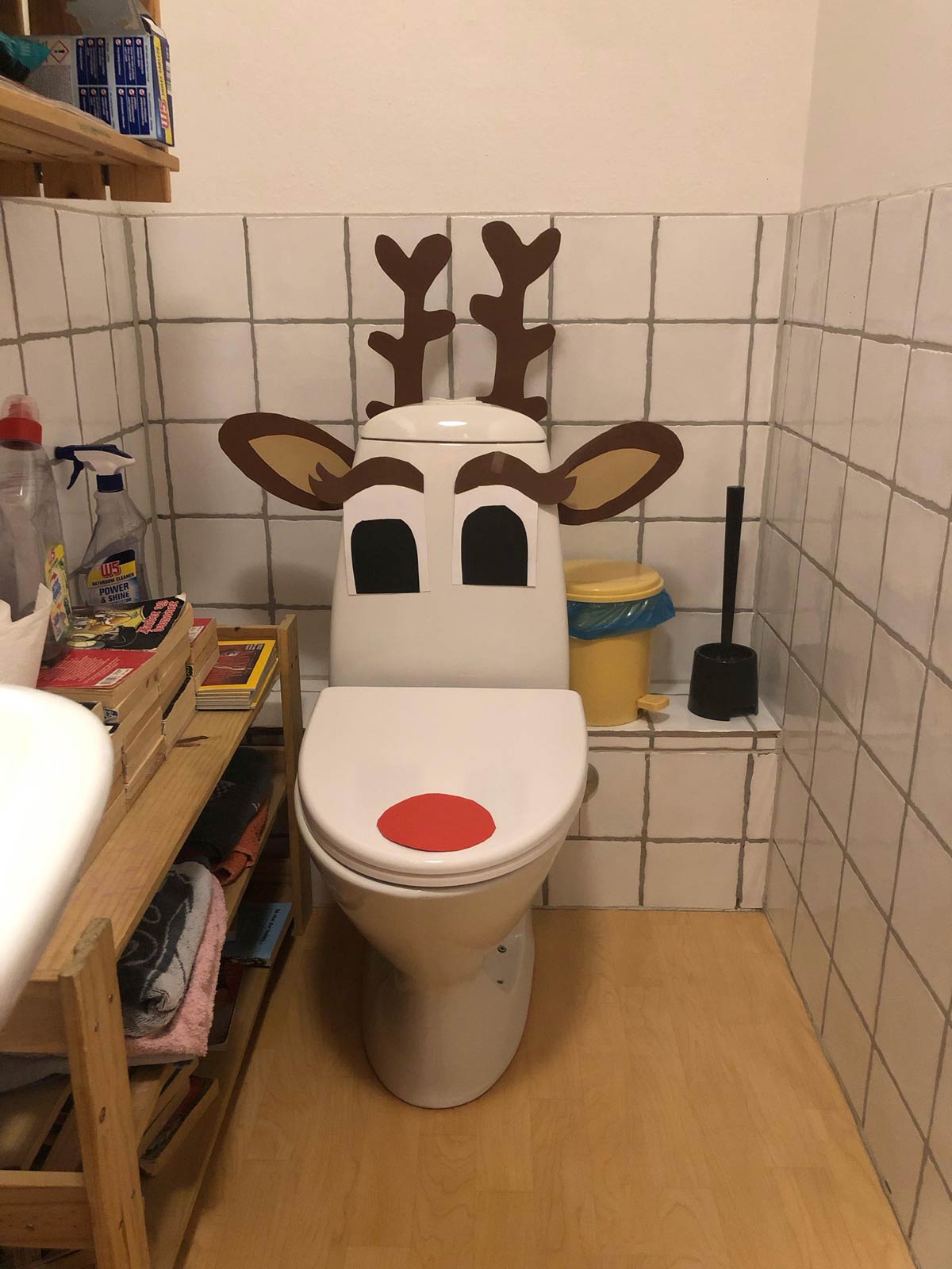 My dad made Pooh-dolph the red nosed drain-deer