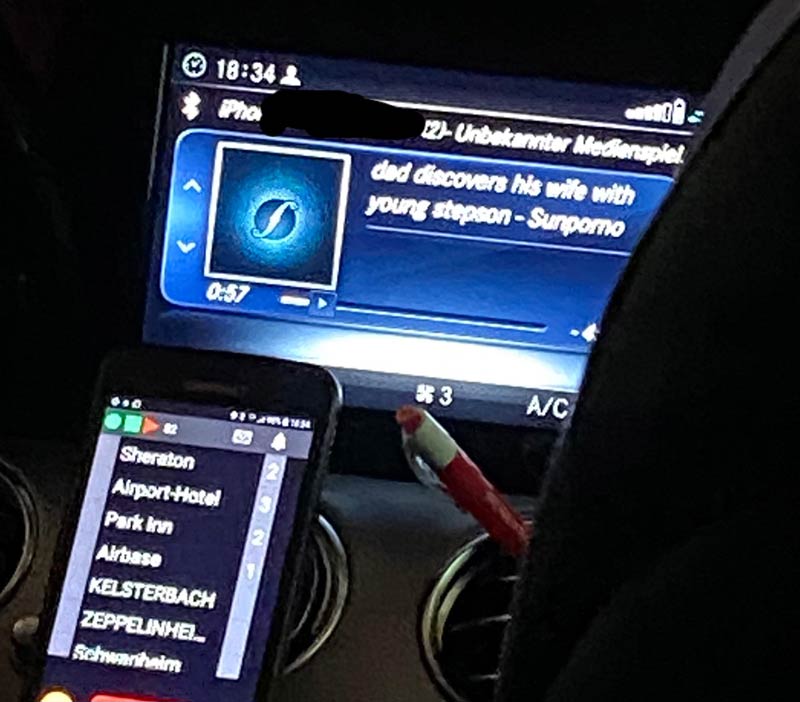 Taxi Driver didn’t realize phone was connected today – Don’t forget to close your internet tabs folks!