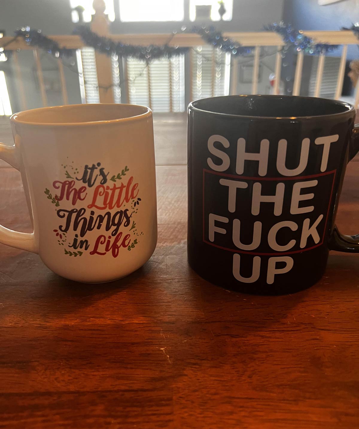 My wife’s coffee on the left, mine on the right