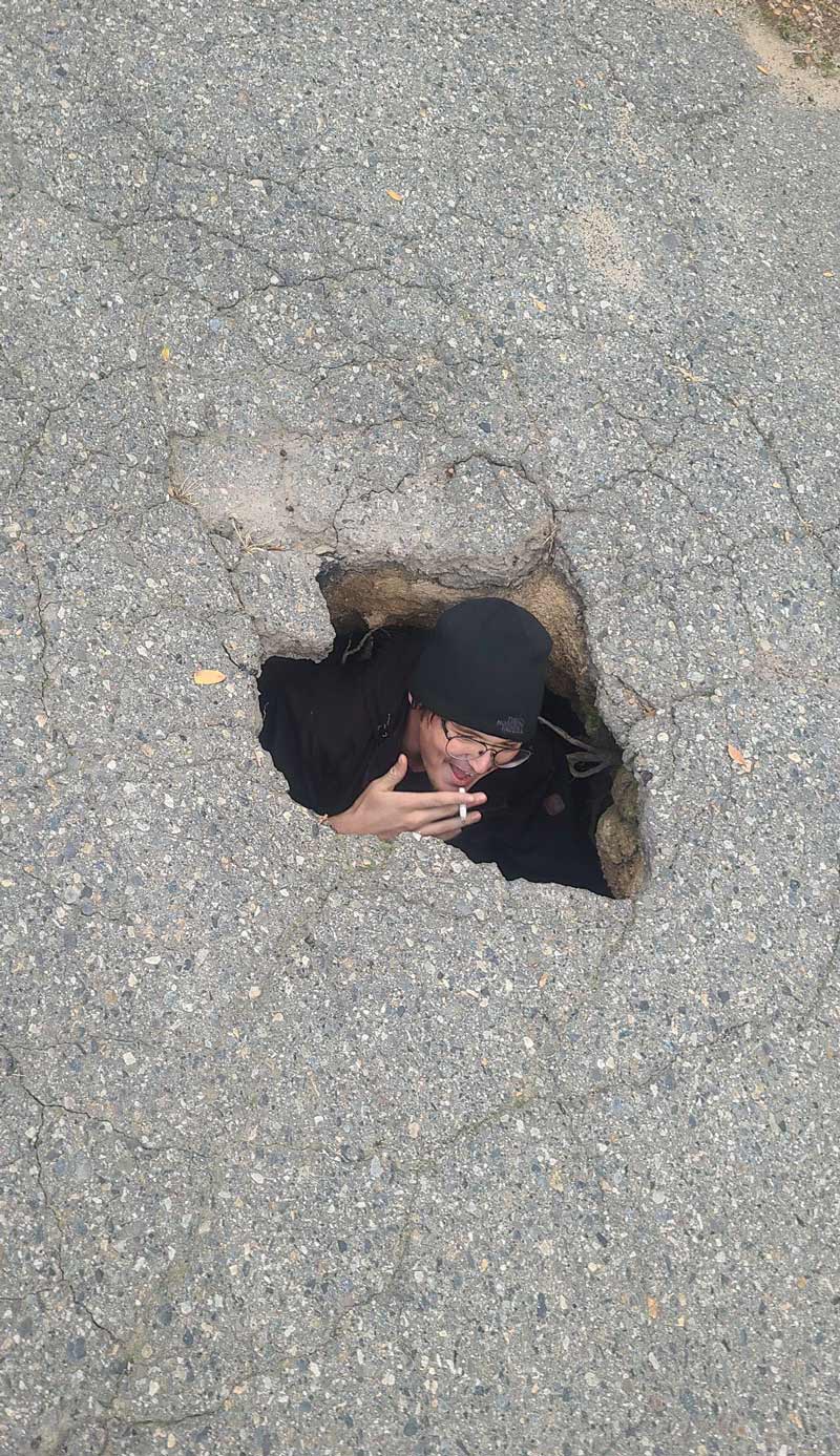Here's me in the neighborhood pothole