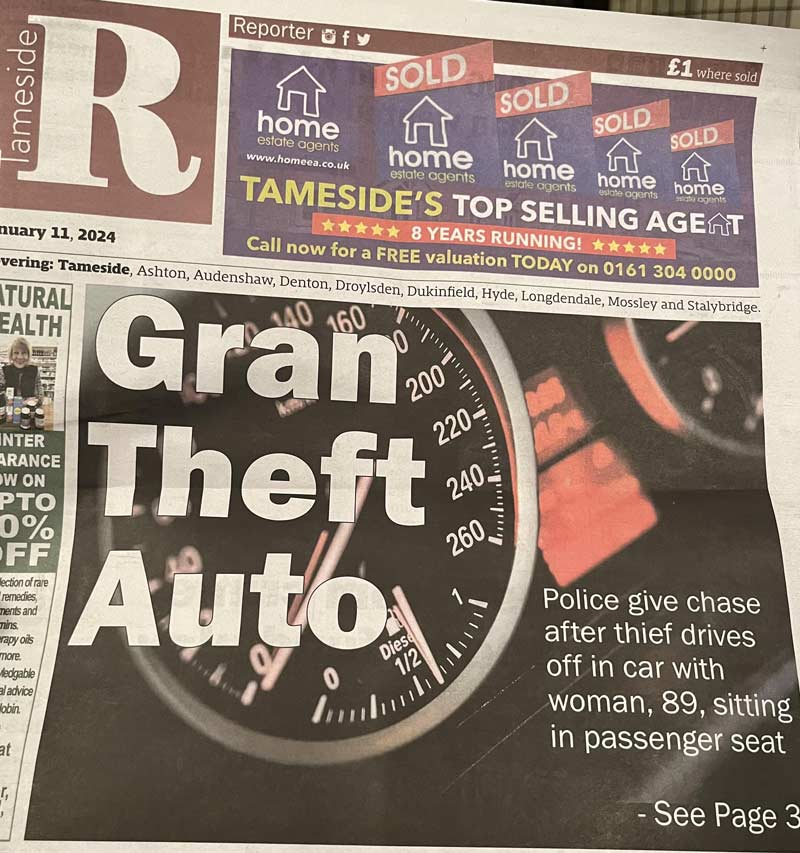 Local paper headline