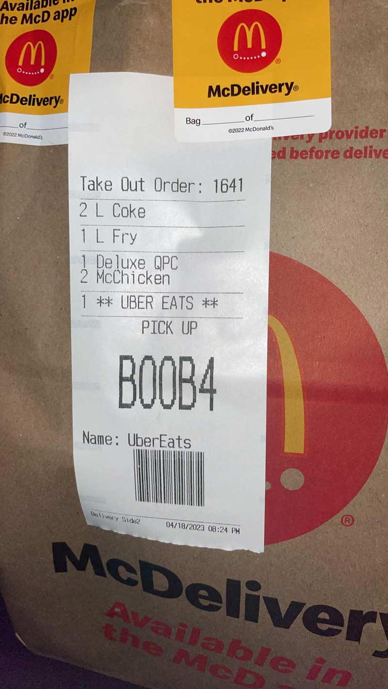 Order number BOOB 4 please
