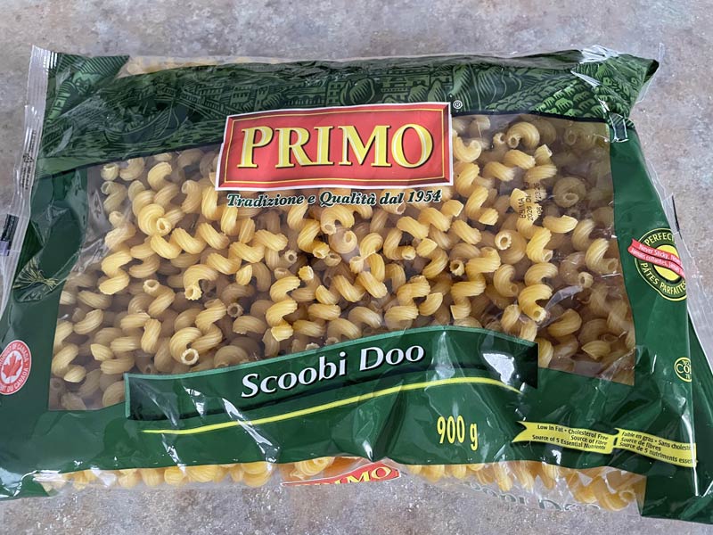 For some unknown reason, my pasta is labelled Scoobi Doo