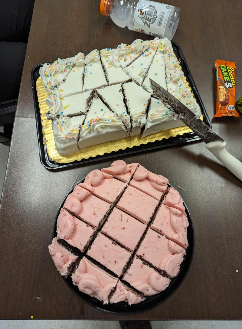 My coworker was asked to cut the cake today at work