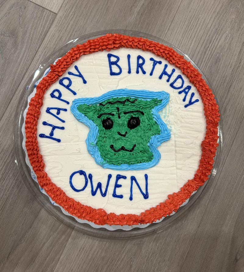 My nephew wanted Baby Yoda for his birthday cake