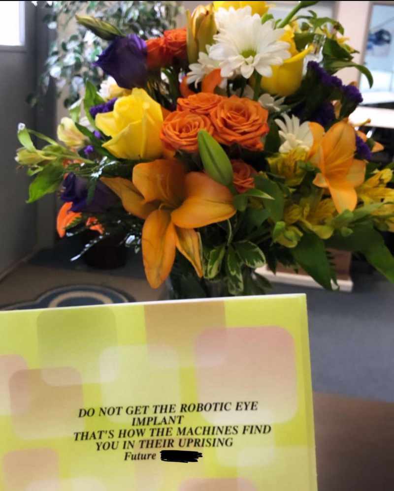 Flowers my ex sent to my workplace for my birthday