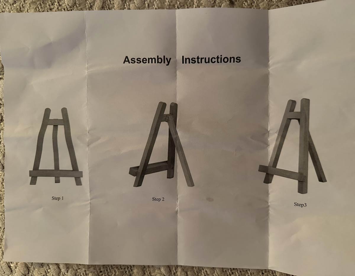 The assembly instructions for my wife’s new table easel