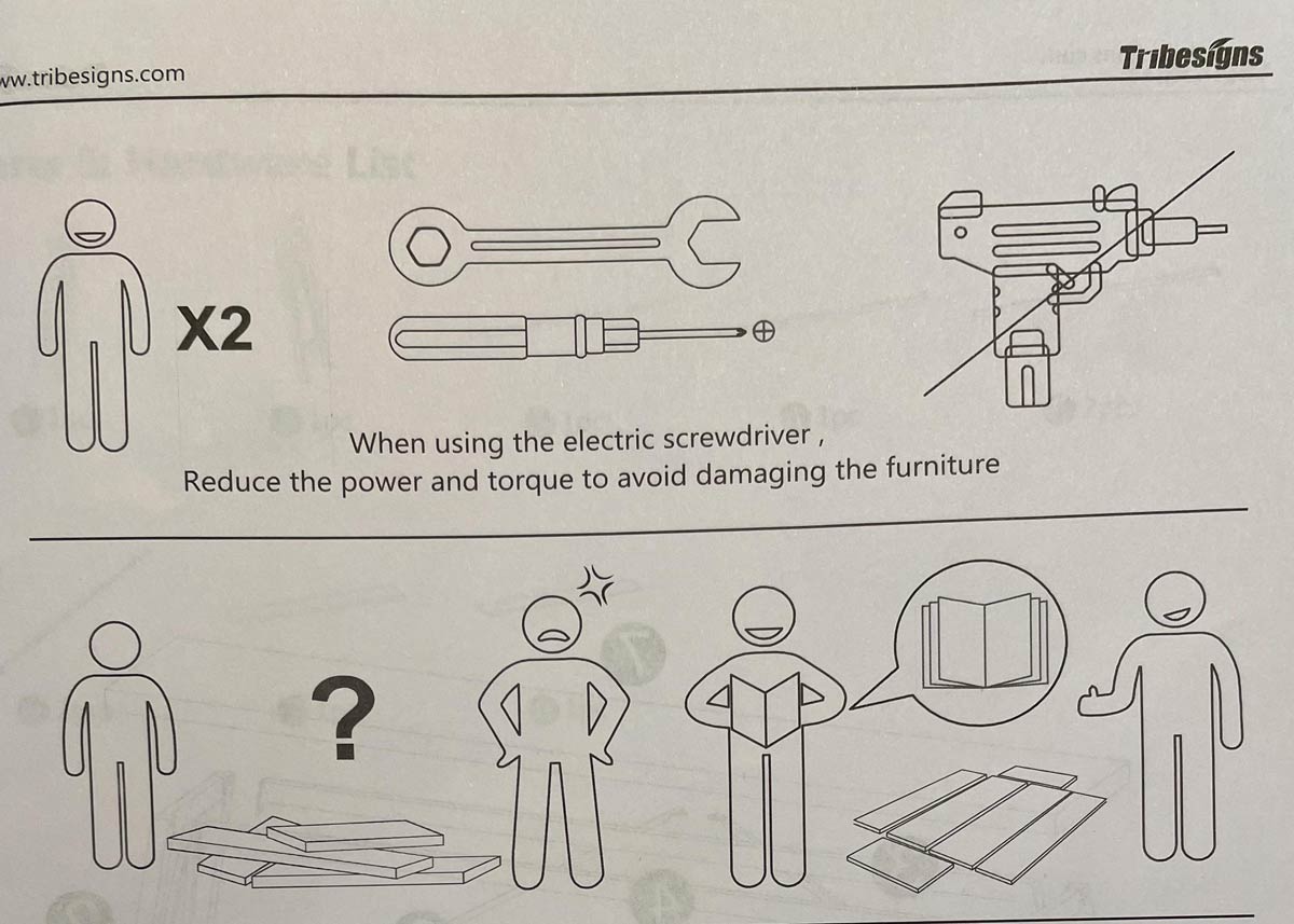 The “electric screwdriver” on these furniture instructions looks a little suspicious to me