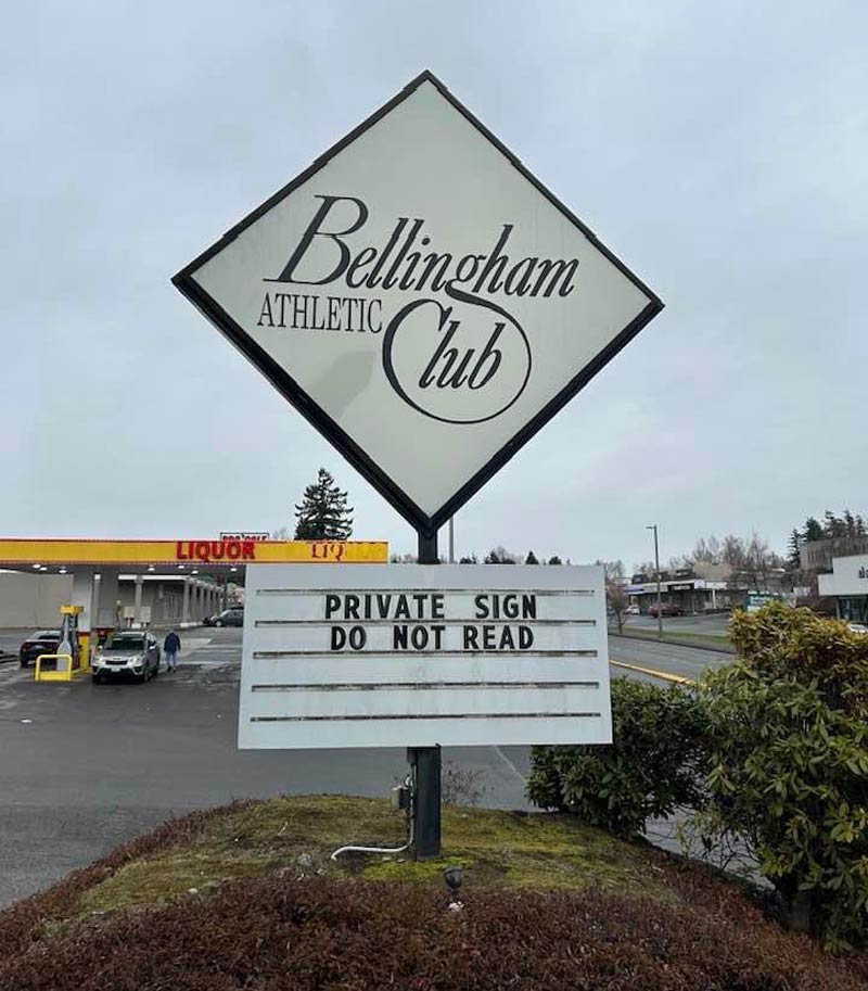 Local athletic club has membership only signs!