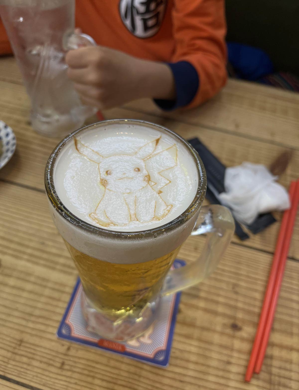 Pikachu on my beer. Tokyo, Japan