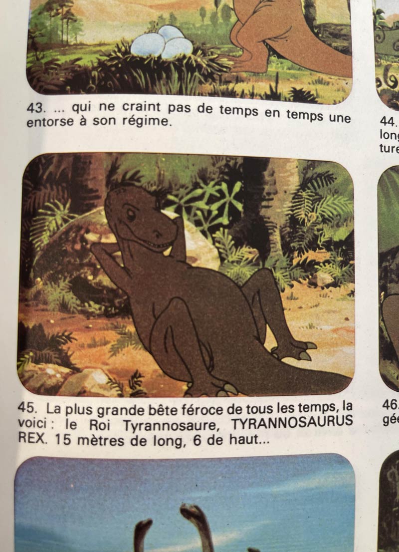 T-Rex taking a nap, this was from a curriculum book growing up in France in the 80s