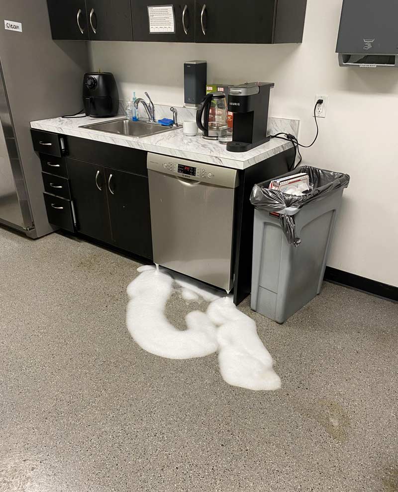 Someone may have used dish soap as dishwasher detergent