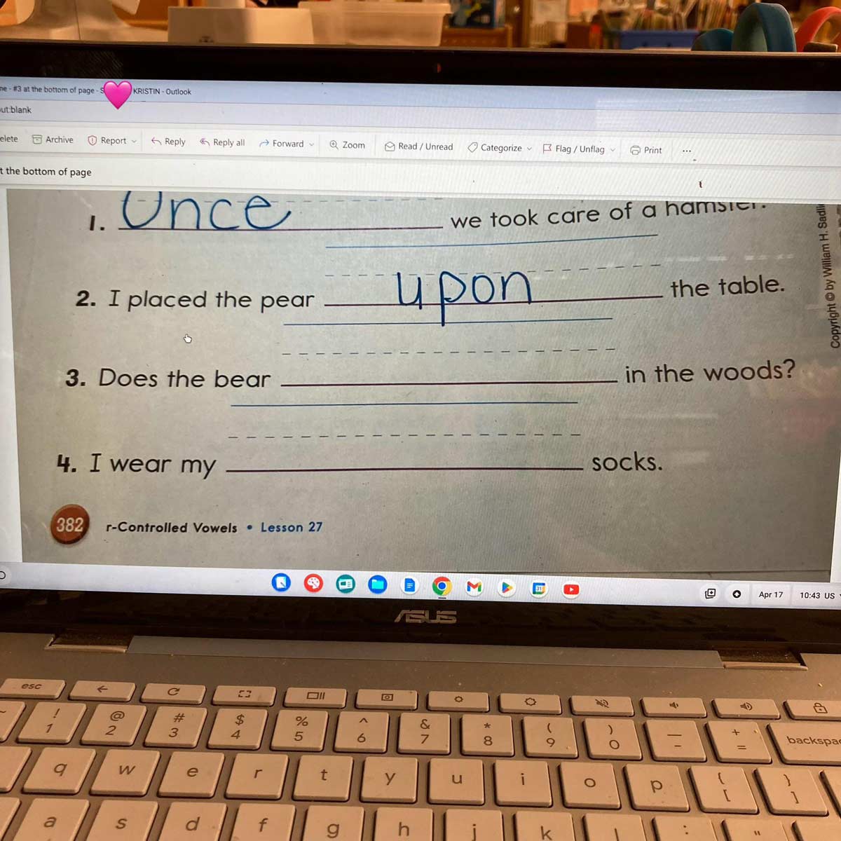 Question number 3 on this first grade quiz