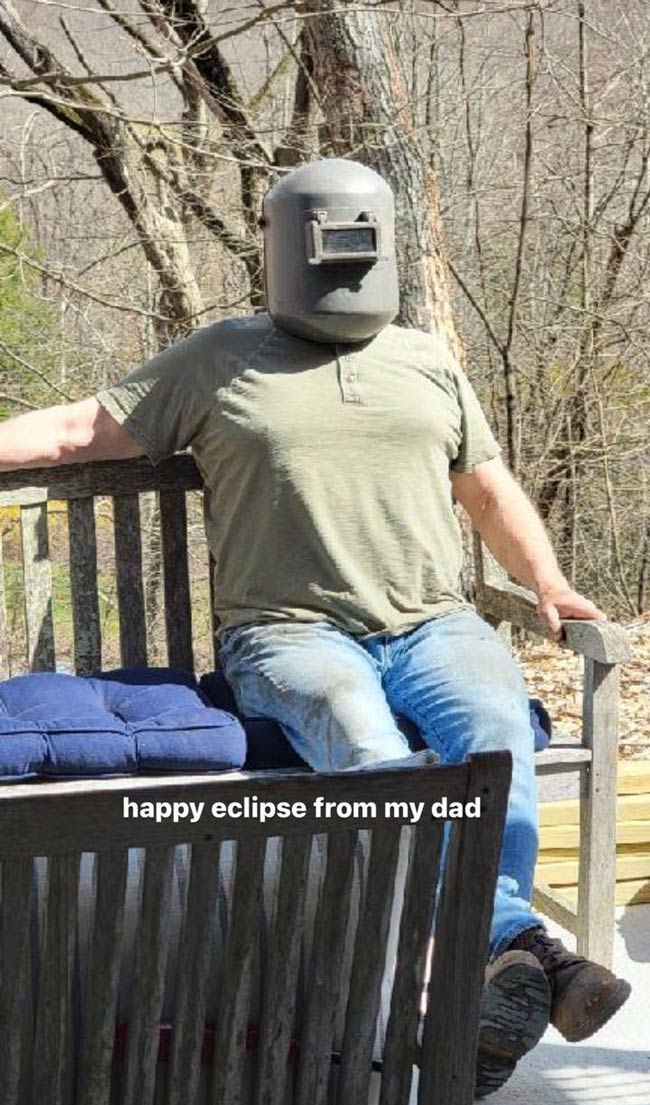 My father viewing the solar eclipse