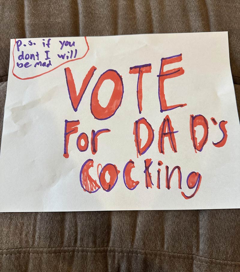 My daughter made a sign for the cooking competition I joined