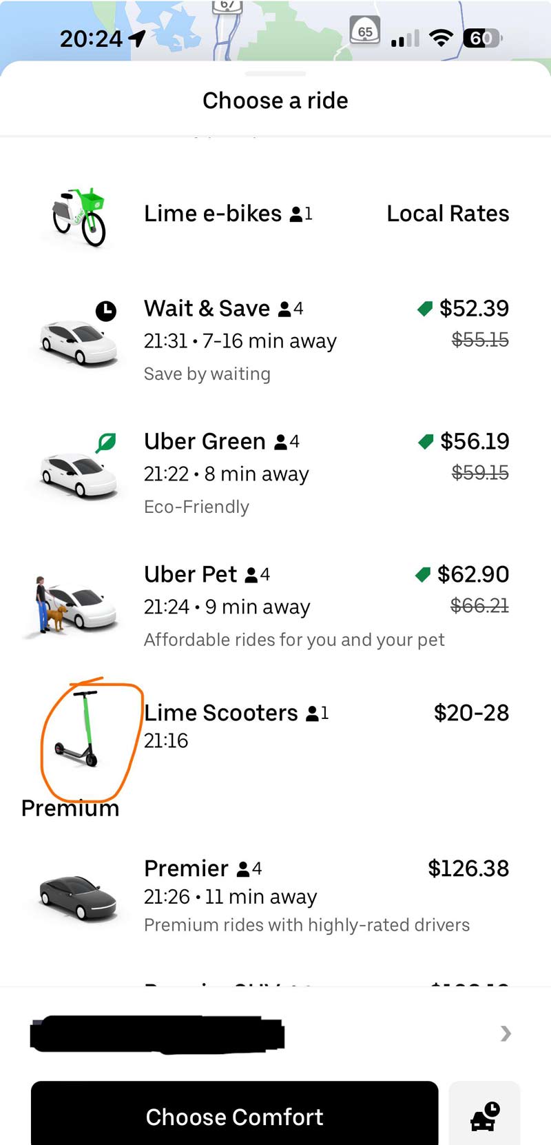 Uber app suggests I take a scooter to the airport. I live 50 miles away from the airport