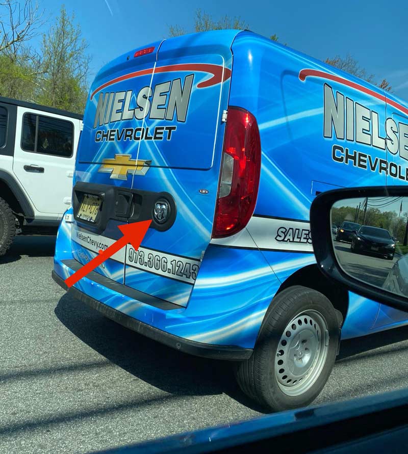 Chevy dealer’s service van is a Dodge