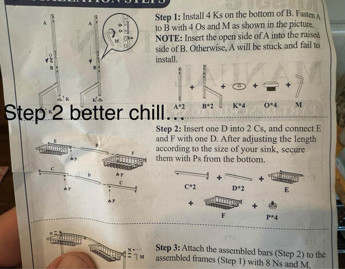 My dish drying rack’s instructions