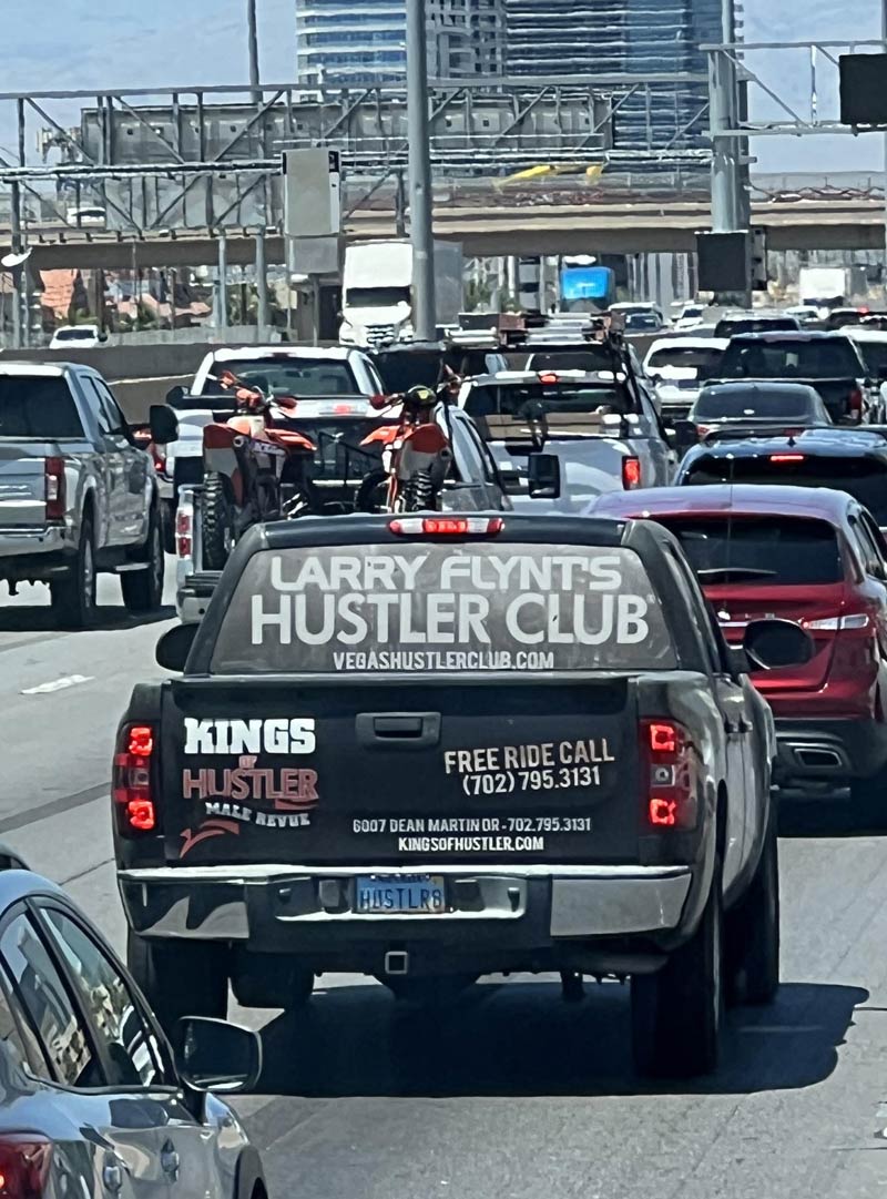 Cutbacks hit the Hustler club. No more limos, now it’s “Hop in the back, let’s go look at some tiddies”