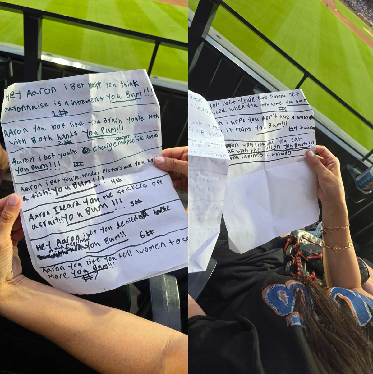 The kids in front of us at the MetsYankees game have this script of insults