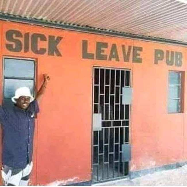 Sick leave pub in Africa