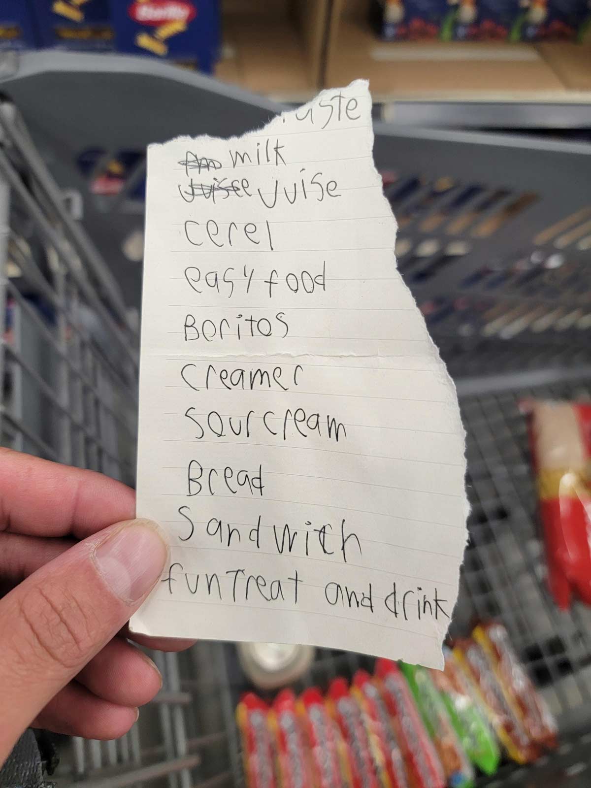 Found this grocery list in my cart