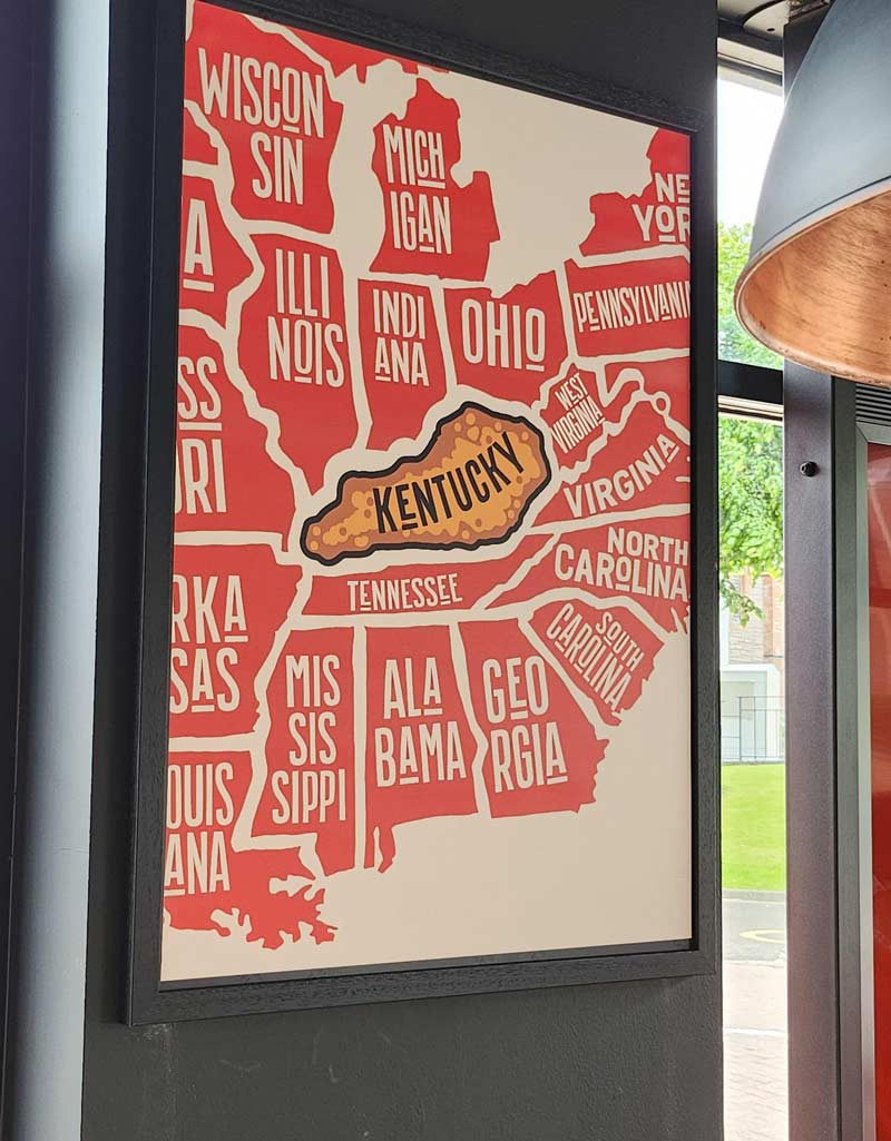 This map in a KFC in the UK has no trace of Florida