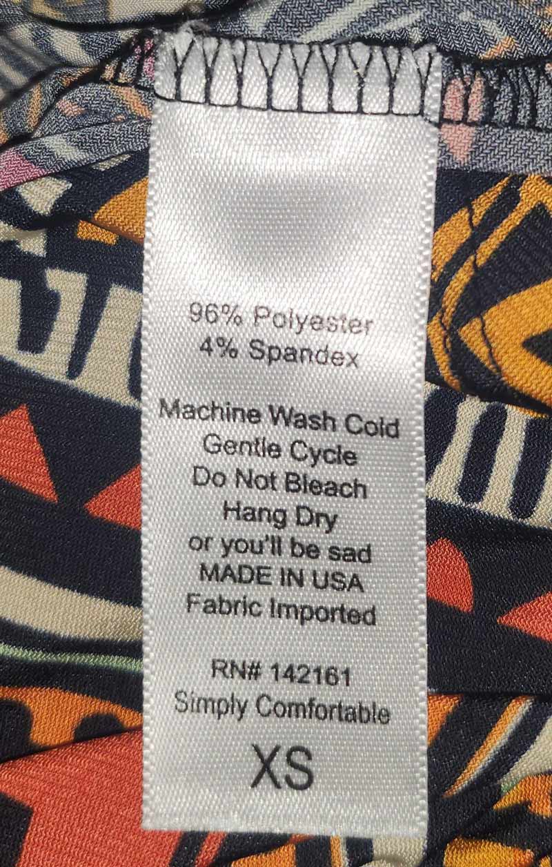The tag on my new dress. I will definitely hang it up to dry
