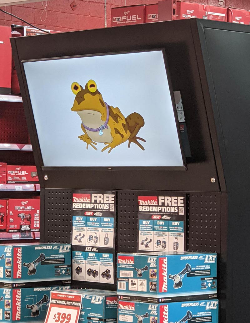 We had a good day yesterday, so when the manager came in this morning, he loaded this onto the Makita TV