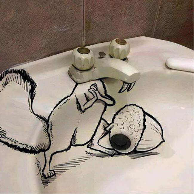 Creative drawing on sink