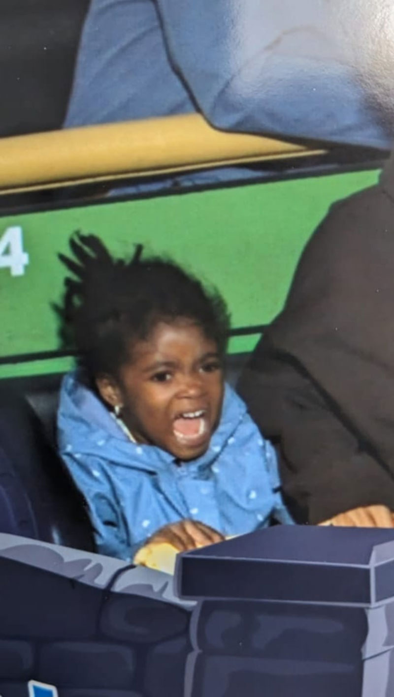 My daughter thought she could ride the big girl coaster after riding the baby coaster on her birthday...