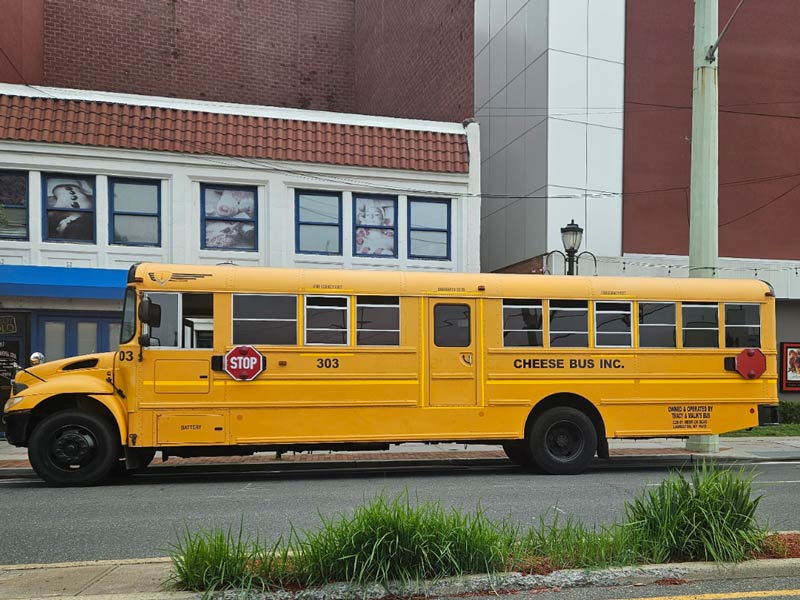Is this bus going to cheese Or made out of cheese