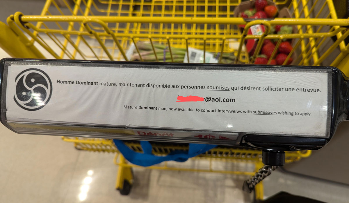 An ad on our local grocery store's cart