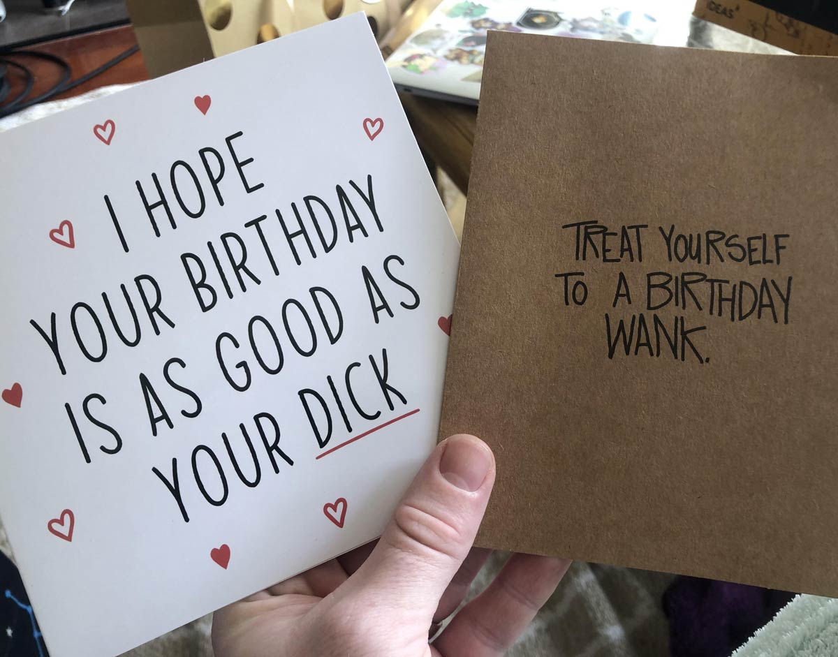 Birthday cards I received from the people I live with