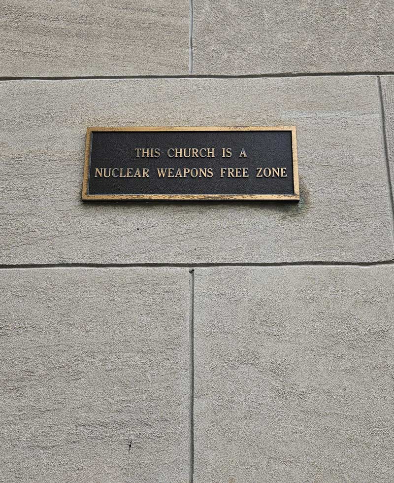 Nuclear weapons aren't allowed in this church
