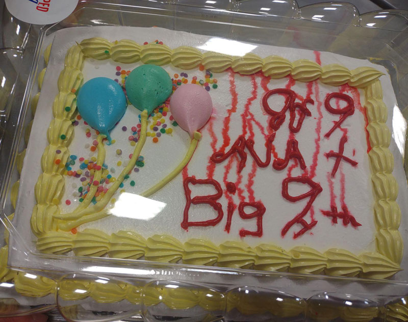 A cake decorated by a manager at work