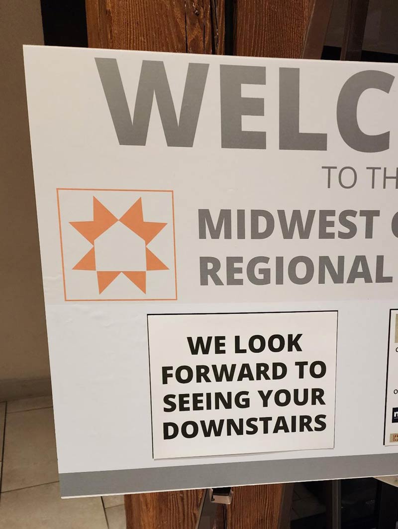 Unfortunate typo on this meeting’s directional sign