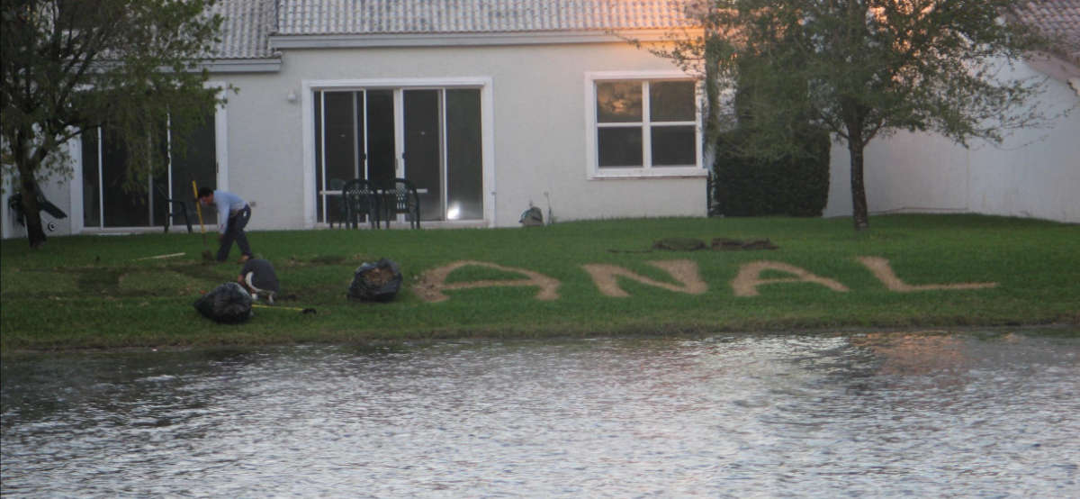 Years ago my grandfather’s neighbors would throw loud parties that would last all night. One night my grandfather took a canoe over with some round up and wrote: I ❤️ ANAL