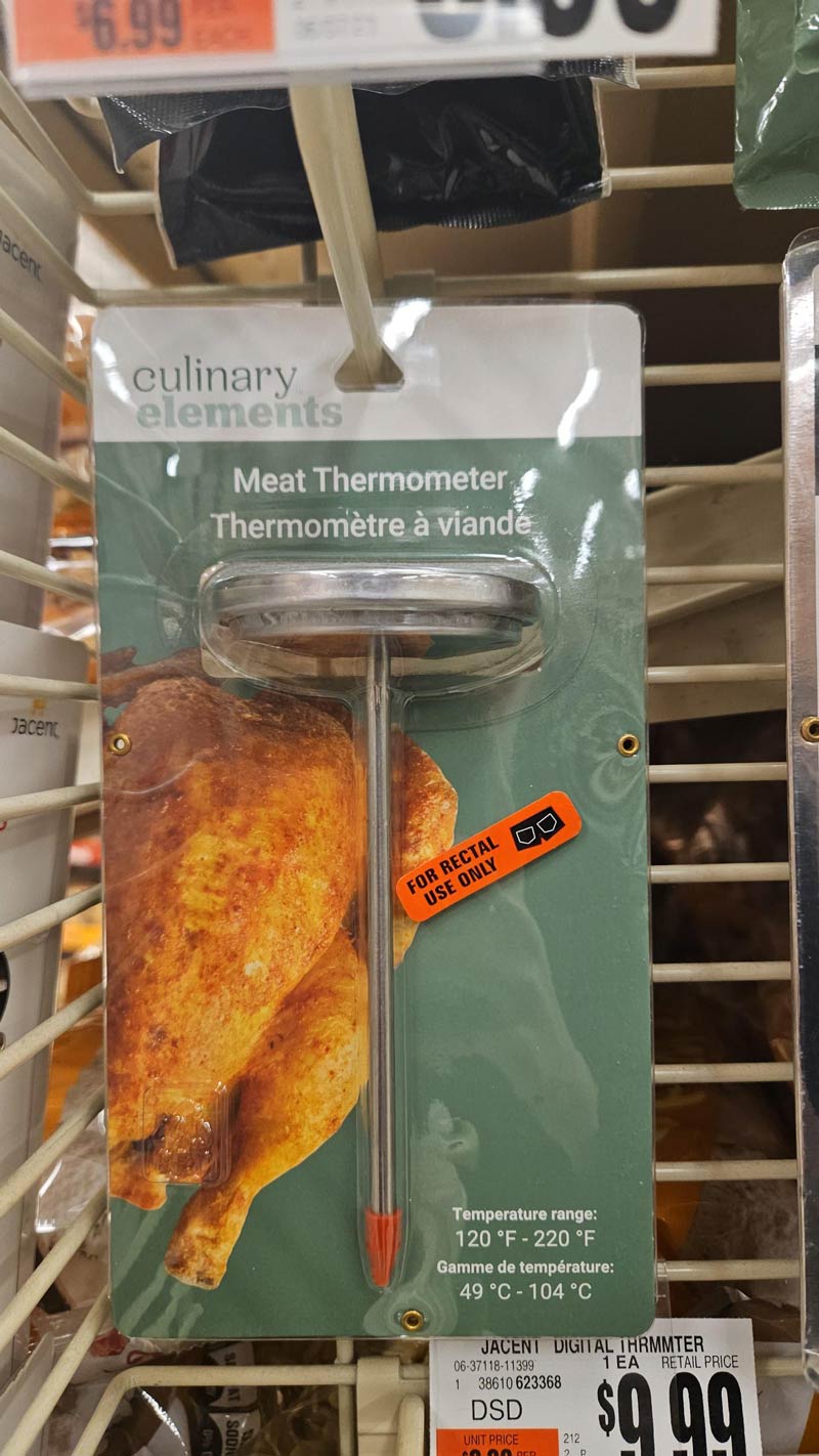 Someone added stickers to the meat thermometers
