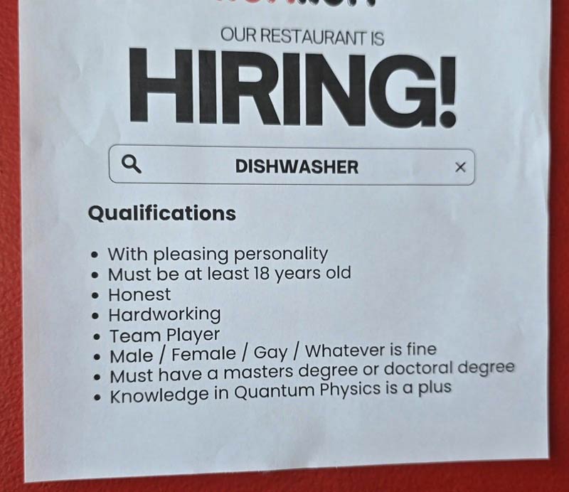 Hiring Dishwasher!