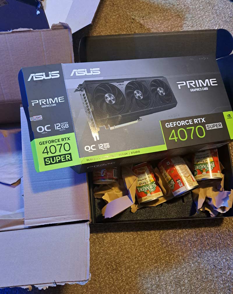 Ordered a $1000 graphics card from Amazon, received 4 cans of beef ravioli